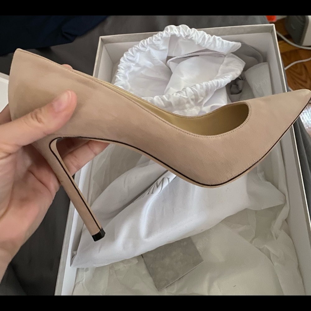 Jimmy Choo pinkish nude suede pumps